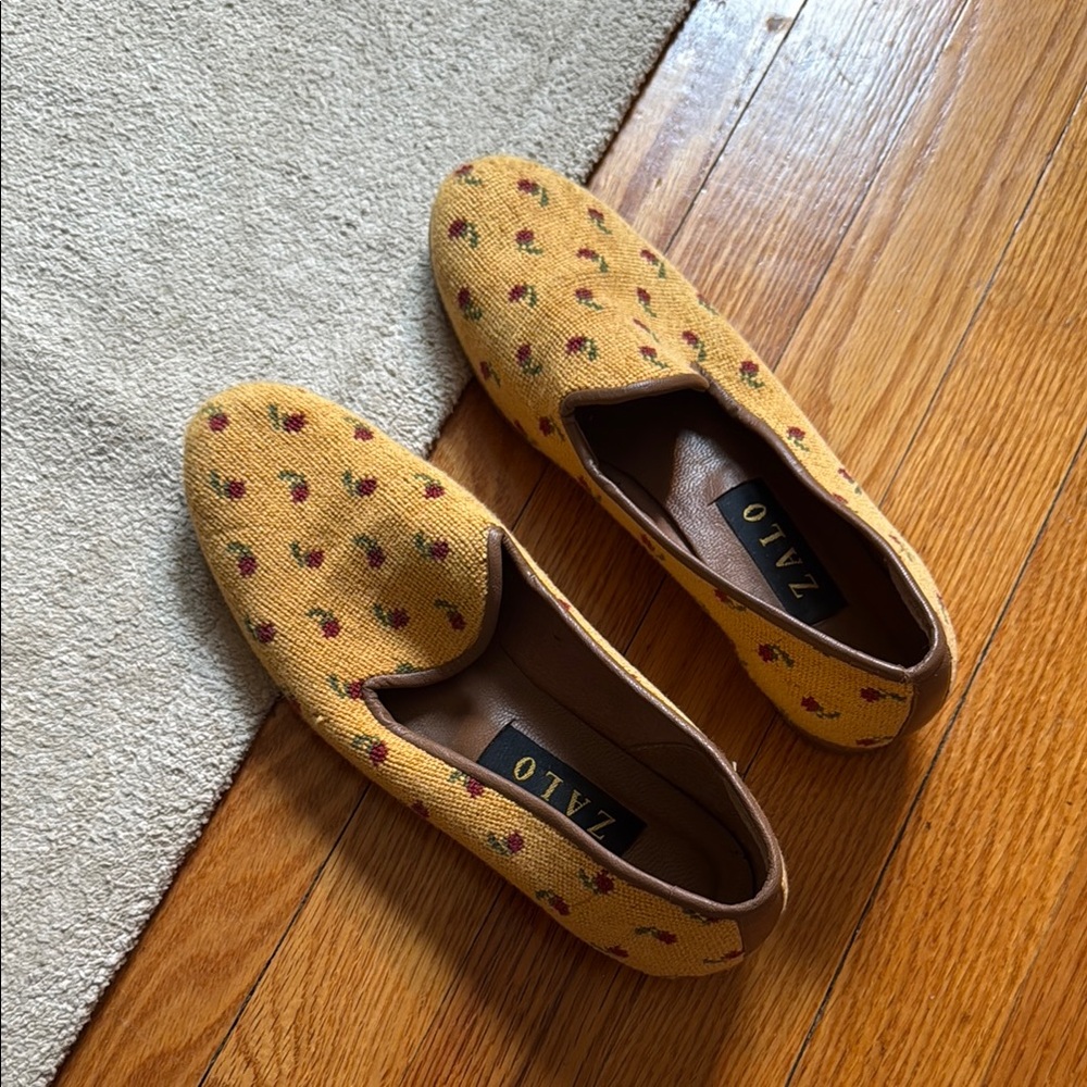 Zalo Yellow and Red Patterned Flats
